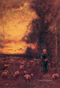 Inness Art Painting - End of Day Montclair Tonalist George Inness